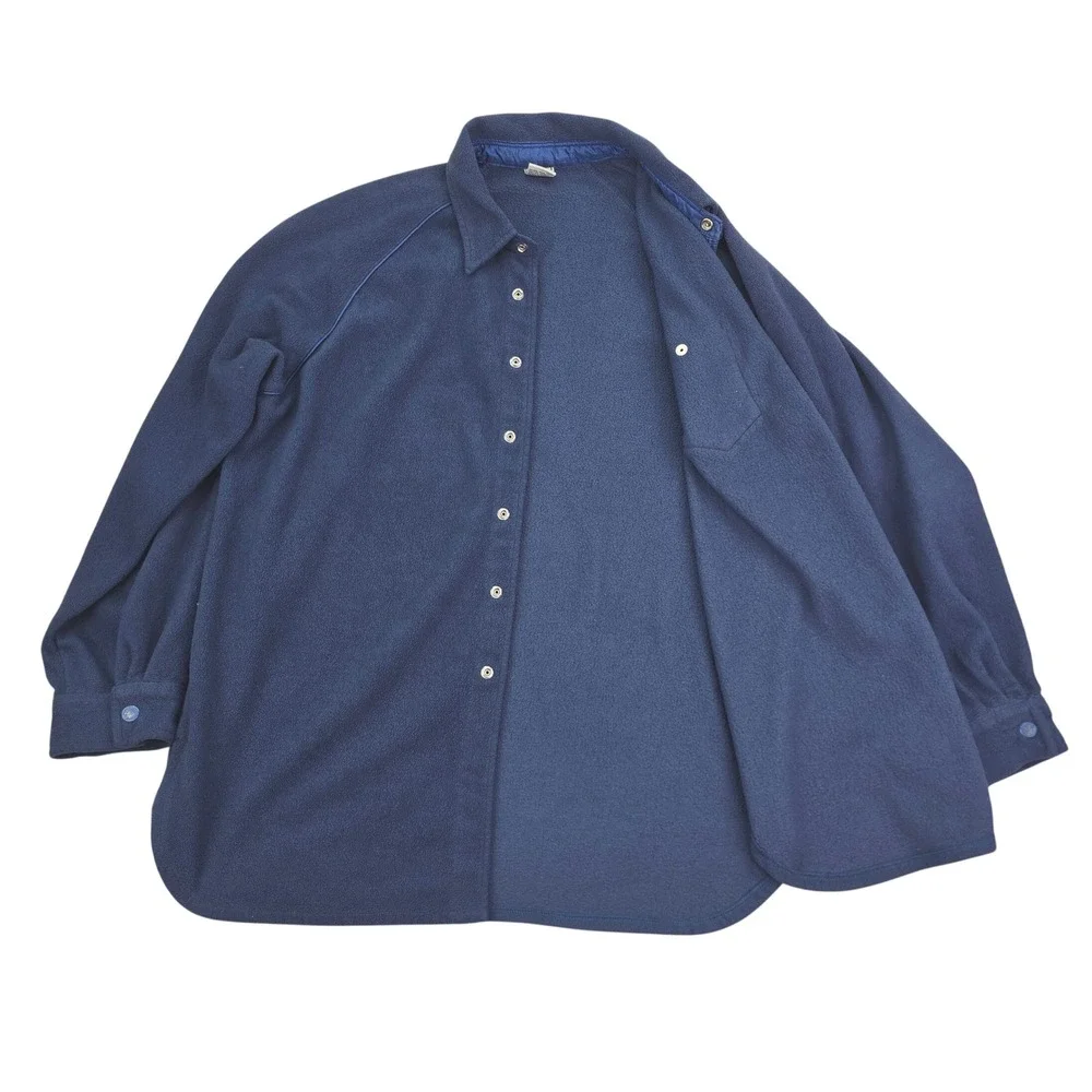 Levi's SilverTab Fleece Shirt Jacket Mens XL Navy Blue Snap Button Vintage 90s
